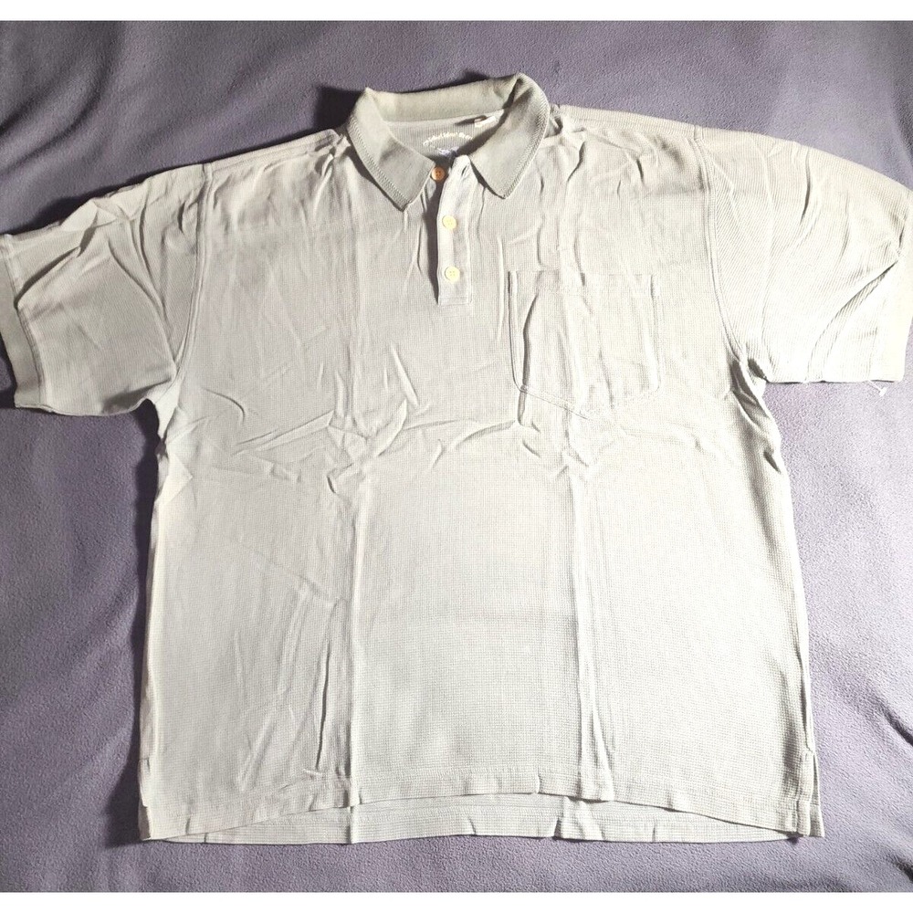 Original Island Sport Polo Shirt Mens Large Green Short Sleeve Quarter Buttons